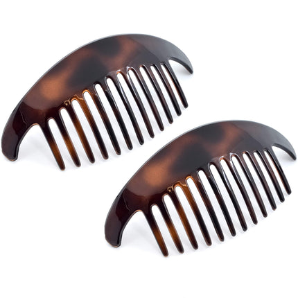 Camila Paris CP2430/2 French Hair Side Combs Tortoise Shell Interlocking Combs French Twist Hair Combs, Strong Hold Hair Clips for Women Bun Chignon Up-Do Styling Girls Hair Accessories Made in France