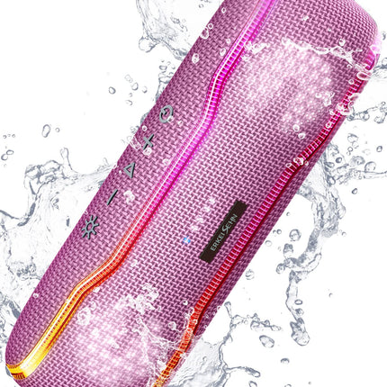 Portable Bluetooth Speaker, IPX7 Waterproof Wireless Speaker with Colorful Flashing Lights, 24H Playtime, 100ft Bluetooth Range, Outdoor, Home Speaker, TWS Pairing for Women, Girls Gift - Pink