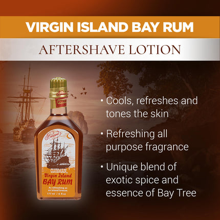 Clubman Pinaud Virgin Island Bay Rum Shave Cologne, After Shave Fragrance, 6 fl oz