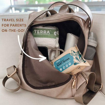 Terra Bamboo Baby Wipes Travel Pack: Pure Water Wipes, 99.7% Pure New Zealand Water, 100% Biodegradable Bamboo Fiber, 0% Plastic, Unscented Baby Wipes for Sensitive Skin, 1 Travel Pack of 24 Wipes