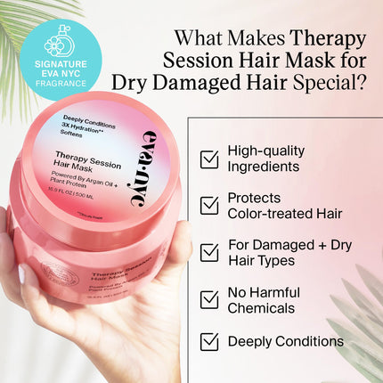 Eva NYC Therapy Session Hair Mask | Deep Conditioning Hair Mask | Made With Argan Oil and Plant Protein To Hydrate Hair | 16.9 fl oz