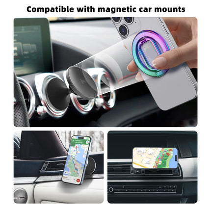 Double Magnetic Phone Ring Holder for Mag-Safe, Finger Ring Grip Stand Holder, for Magsafe Accessories, iPhone 15/14/13/12 Series,Compatible with Magnetic Car Mount, Colorful