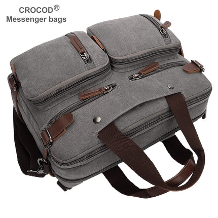 CROCOD 3 in 1 Convertible Laptop Backpack, 17.3 inch Messenger Bag for Men, Multi-Functional Travel Laptop Bag for College Men Women (17.3 Inch, Grey)