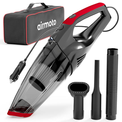 Airmoto Car Vacuum - 12V High Power Portable Handheld Vacuum Cleaner with 15.7 Ft Cord - Cleaning Essentials for Carpet and Car - Car Accessories for Men and Women