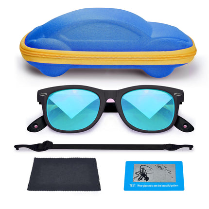 Buy Azuza Silicon Kids Sunglasses Unbreakable Polarized UV400 with Cute Car Case For Toddler Boys in India.