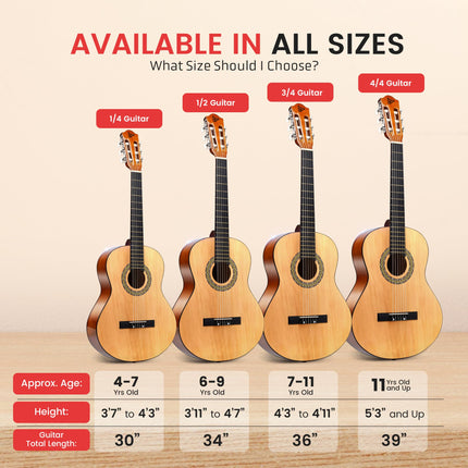 Buy Pyle Beginner Acoustic Guitar Kit, 1/4 Junior Size All Wood Instrument for Kids, Adults, 30" Natural Gloss in India