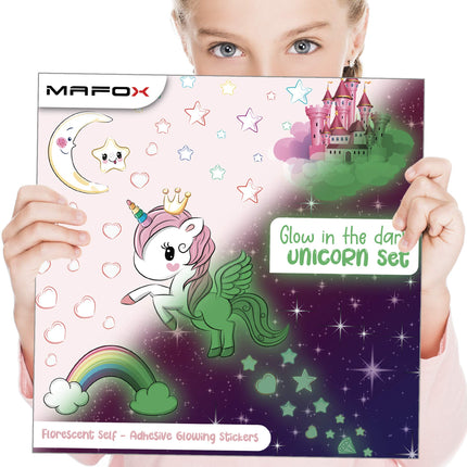 Buy Glow in The Dark Stars, Glowing Unicorn Sets with Castle Moon and Rainbow Wall Decals for Kids Beddi in India.