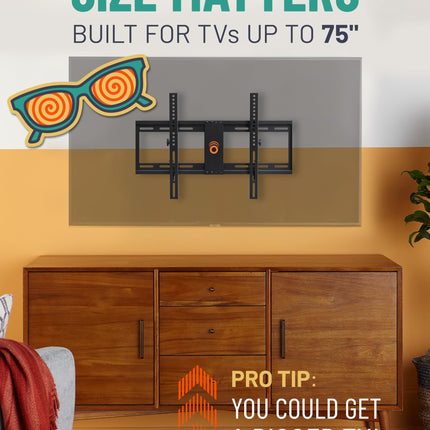 ECHOGEAR Tilting TV Wall Mount with Low Profile Design for 32-70 inch TVs - Eliminates Screen Glare with 15º of Smooth Tilt - Easy Install with All Hardware Included - EGLT1-BK