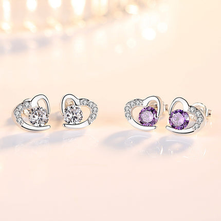 Maxbell Tender Love Heart-Shaped Earrings - Elegant Silver-Plated Jewelry for Women