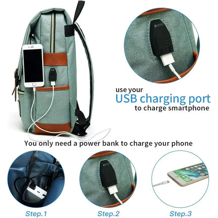 Canvas Backpack for Men::Hiking Backpack for Men::vintage laptop bag::laptop bag for women backpack::Laptop Bag with USB Charging Port