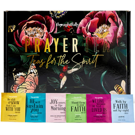 Thoughtfully Gourmet, Tea Affirmations Christian Prayer Gift Set, Includes 6 Flavours of Tea with Bible Verses from Psalms and Other Books to Rejoice, Pack of 90