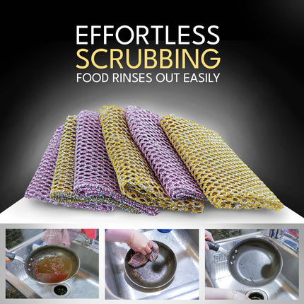 Heavy Duty Dish Scrubbers, Non-Scratch Scouring Pads - Odorless & Long Lasting Mesh Dish Cloth - Replace Sponges - Kitchen, Floor and Bathroom Usage - Made in Korea (2 Pcs)