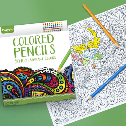 Crayola Colored Pencils For Adults (50ct), Colored Pencil Set for Adult Coloring Books, Coloring Set, Teen Easter Basket Stuffer [Amazon Exclusive]