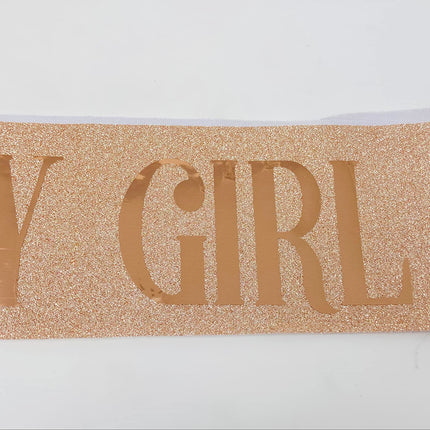 Shimmer Anna Shine Glitter Birthday Sash for Women (Rose Gold Glitter)