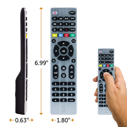 GE Universal Remote Control, Samsung TV Remote, Universal TV Remote for Roku TV, Vizio, LG, Sony, Sharp, Apple TV, TCL, Panasonic, Smart TVs, Streaming Players, Blu-ray, DVD, 4-Device, Silver, 33709