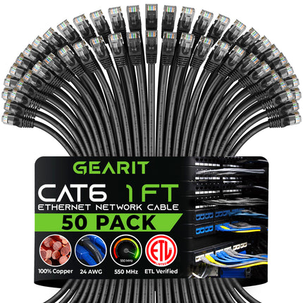 buy GearIT Cat 6 Ethernet Cable 1 ft (50-Pack) - Cat6 Patch Cable in India