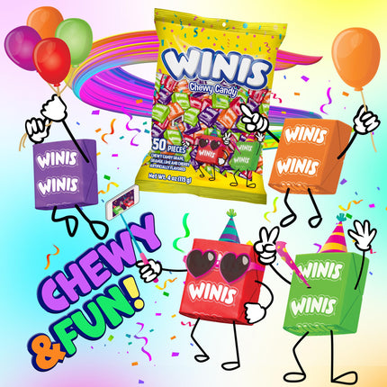 Buy Chewy Candy Winis Original Variety Bag â€“ Taffy Candy 50 individually wrapped pieces- Size 4 Oz Bag Assorted Easter Candy Mix in India