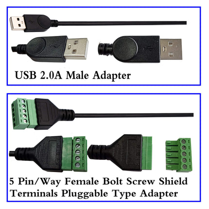 buy zdyCGTime USB 2.0 A Screw Terminal Block Connector Cable USB 2.0 A Male Plug to 5 Pin/Way Female Bol in India