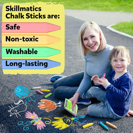 Buy Skillmatics Sidewalk Chalk Activity Kit - Creative Outdoor Fun with 18 Washable Chalk Sticks, 15 Act. in India