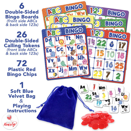 Buy Party Hearty Alphabet and Number, ABC and 123 Bingo Board Game for Kindergarten and Preschool Kids Learning in India.