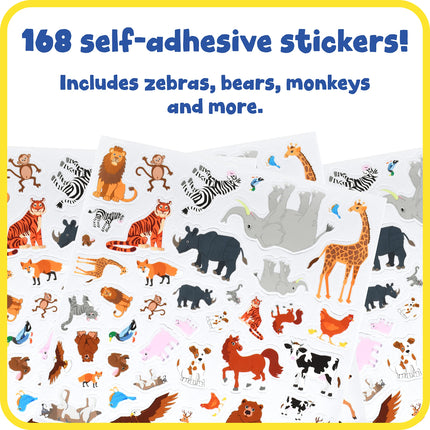 READY 2 LEARN Foam Stickers - Animals - Pack of 168 - Self-Adhesive Stickers for Kids - 3D Puffy Animal Stickers for Laptops, Party Favors and Crafts