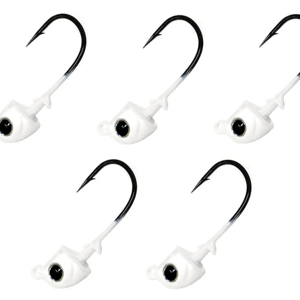 Reaction Tackle Tungsten Swimbait Jig Heads - 3D Realistic Eyes Attract Bass and More- Swim Bait Jig Head for use with Freshwater or Saltwater Fishing (5-Pack) - 1/8oz - White