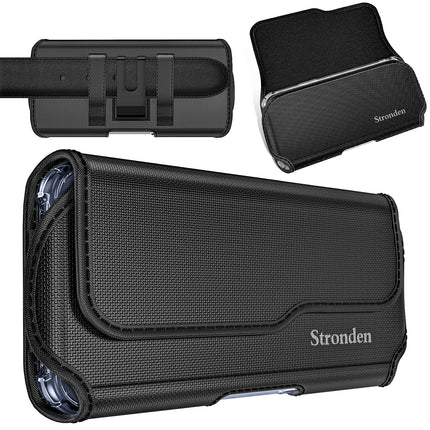 Stronden Holster for iPhone 15, 15 Pro, 14, 14 Pro, 13, 13 Pro, 12, 12 Pro - Military Grade Nylon Holster Belt Case with Metal Clip & Magnetic Closure Pouch (Fits Slim/Thin Case only)
