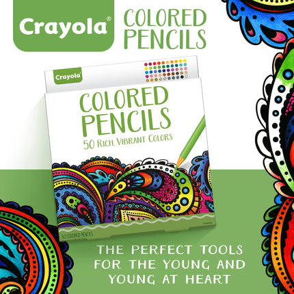 Crayola Colored Pencils For Adults (50ct), Colored Pencil Set for Adult Coloring Books, Coloring Set, Teen Easter Basket Stuffer [Amazon Exclusive]