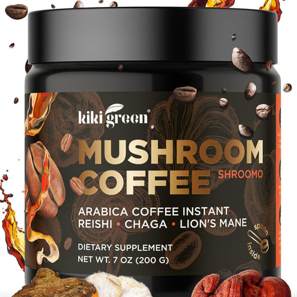 Buy KIKI Green Mushroom Coffee - Instant Arabica Brew with Reishi, Chaga, Lion's Mane - Everyday Cof in India
