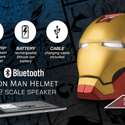 iHome Iron Man Bluetooth Speaker, Wireless Speaker with Rechargeable Battery and USB Charging Cable, Avengers Bluetooth Speaker for Kids and Adults