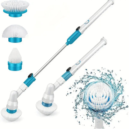 Maxbell Electric Spin Scrubber | Long Handle Shower Cleaner | Replaceable Brush Heads for Window, Floor, Bathtub, Sink Cleaning