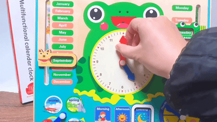 Educational Learning Calendar Clock Toys Kids to Learn Weeks, Seasons