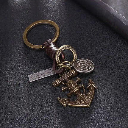 Maxbell Skeleton Ship Anchor Hand Woven Keychain - Rugged Style for Men, Perfect Backpack Accessory