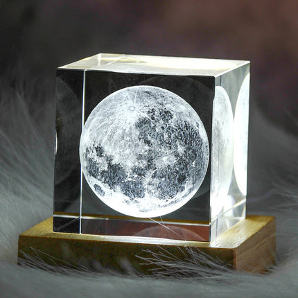 Maxbell 3D Galaxy Laser Etched Crystal Glass Cube LED Night Light - Room Decor and Creative Gift