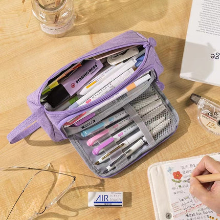 Large Capacity Pencil Case::zipper pencil pouch::zipper pouch canvas::Stationery Pencil Case::pencil case with stationery::pencil pouch zipper::pouch with zipper