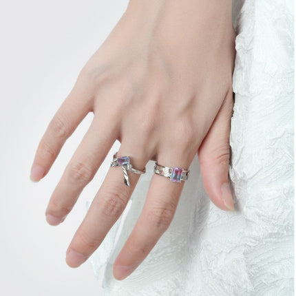 Maxbell Korean Style Silver Cloth Bow Ring: Elegant Gradient Zircon, Cold Style Open Ring for Women