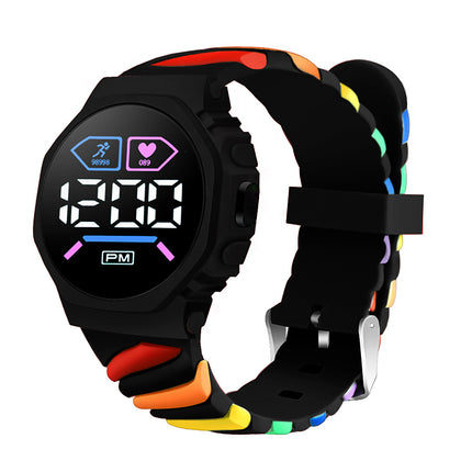 Maxbell Rainbow LED Watch: Stylish Digital Sports Fashion for Students
