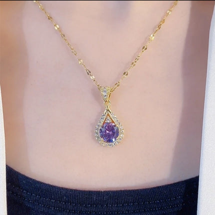 Maxbell Purple Droplet Pendant Necklace - Elegant Fashion Accessory