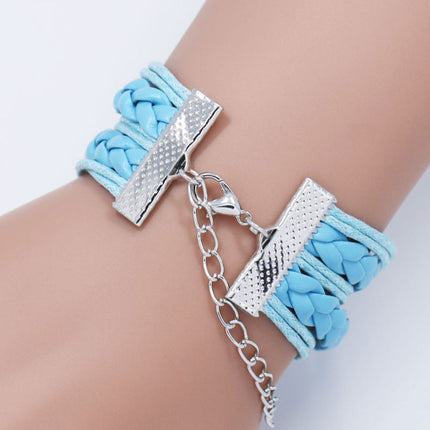 Maxbell Stitch Lilo Blue Leather Bracelet Stylish Multi-layered Animation Design