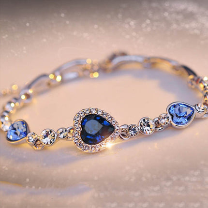 Maxbell Blue Crystal Strand Bracelet for Women/Girls - Elegant and Timeless Jewelry