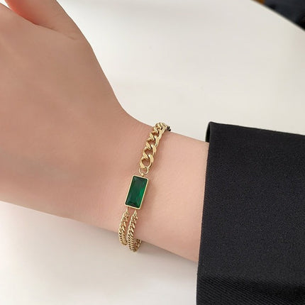 Maxbell Enchanting Emerald Hand Chain Bracelet for Women: Elegant Accessory with Timeless Charm |