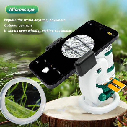 Pocket Microscope for Kids 60-180X Portable LED Light Adjustable Lens