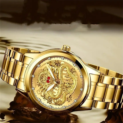 Close up image of Golden Dragon Watch in water 