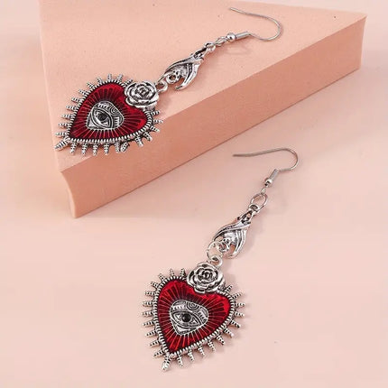 Maxbell Heart-Shaped Rose Flower Hook Earrings - Romantic Jewelry for Special Occasions