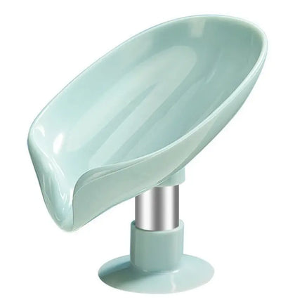1 pcs Green Leaf Shape Soap Box with Suction Cup: Elegant Bathroom Accessories for Modern Homes