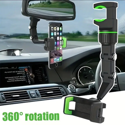 Maxbell 360° Car Mounted Phone & GPS Holder | Universal Rear View Mirror Clip