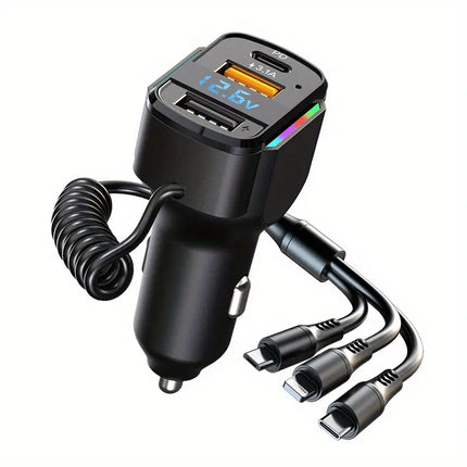 Car Charger with Fast Charging 3-in-1 Cable Adapter