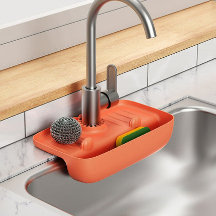 Splash-Proof Kitchen Faucet Draining Rack: Non-Slip Countertop Mat for Sponge Storage
