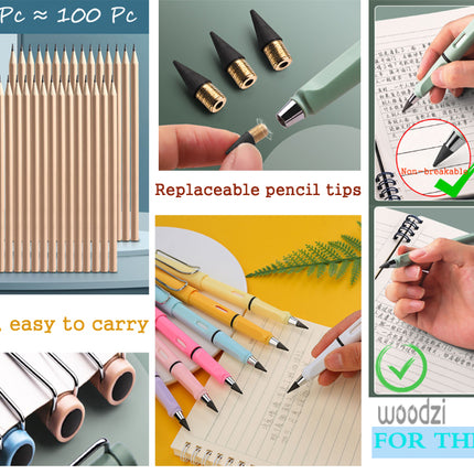 pen clip, replaceable pencil tip, non-breakable 