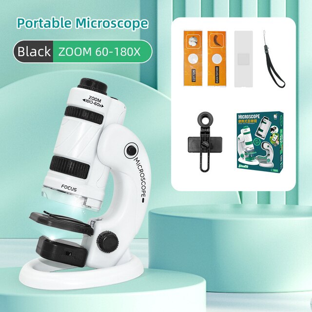 Pocket Microscope for Kids Adults, 60x-120x Portable Handheld Microscope  with 5 Microscope Slides, Mini Microscope for Kids Students Adults Science